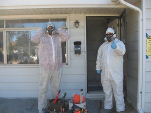 We must wear protective suits and respirators when dealing with lead